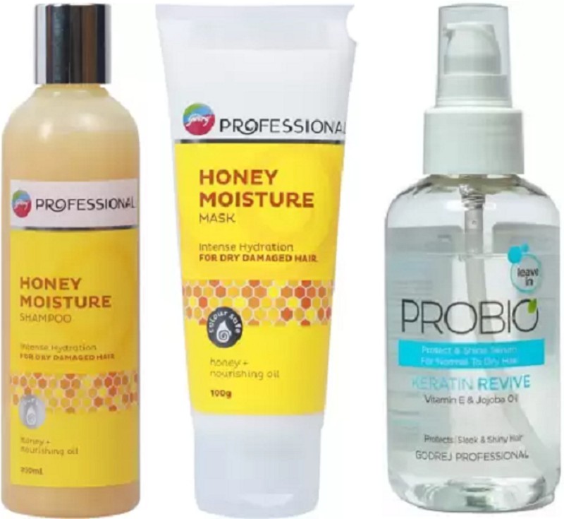 Godrej Professional Honey Moisture Shampoo+Mask & Probio Keratin Revive Shine Serum  (3 Items in the set)