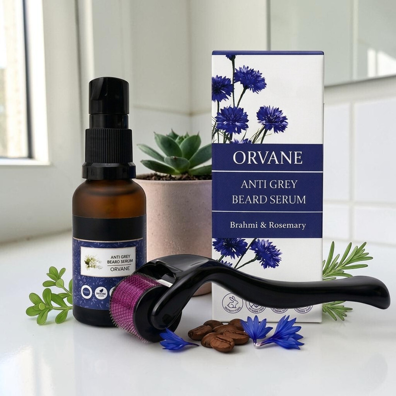 Orvane Self-Care Kit for Men – Anti-Grey Beard Serum and Massager(2 Items in the set)