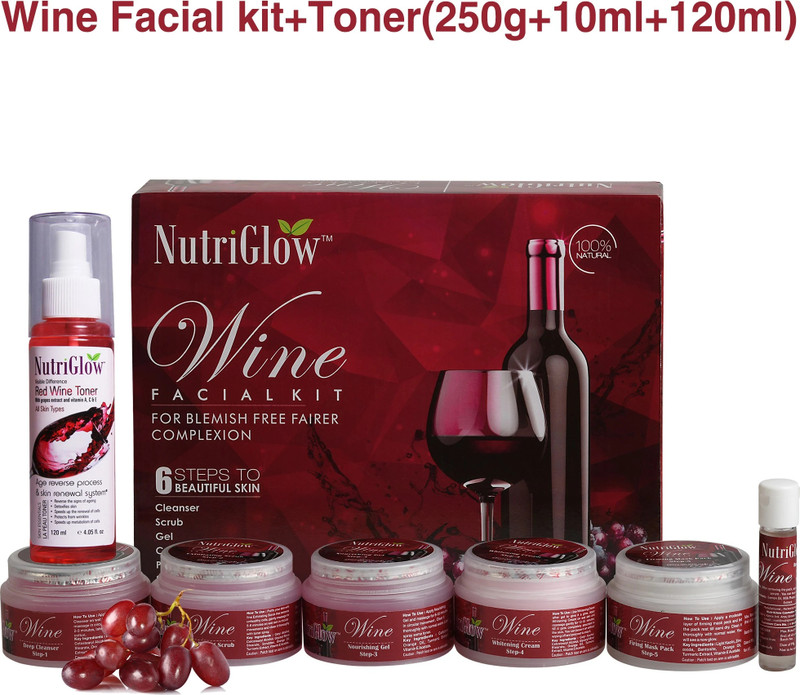 NutriGlow Wine Facial Kit (250g+10ml) & Red Wine Toner (120ml)(2 Items in the set)
