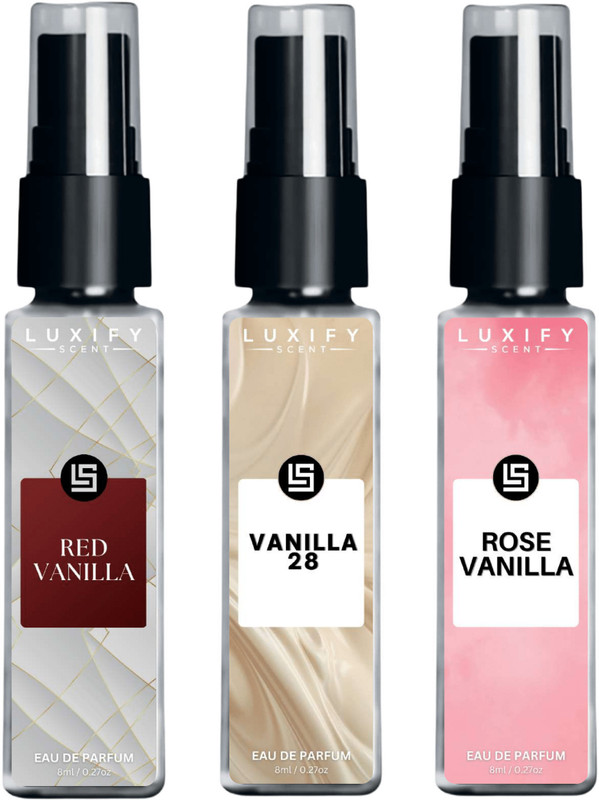 Luxify Scent Trio Set: Red Vanilla, Rose Vanilla, Vanilla 28 | Long-Lasting | Luxury Gift Pack(3 Items in the set)