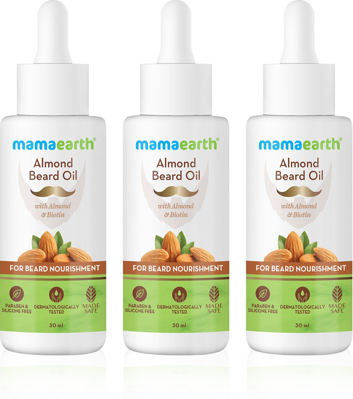 MamaEarth Almond Beard Oil For Men For Fast Growth with Almond & Biotin (Pack Of 3) Hair Oil (90 ml)