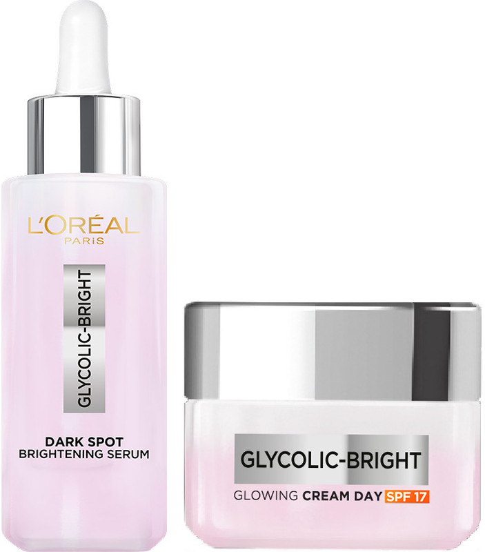 L'Oréal Paris Glycolic Bright Alia Combo, Dark Spot Brightening Serum 15ml + Glowing Day Cream 15ml(2 Items in the set)