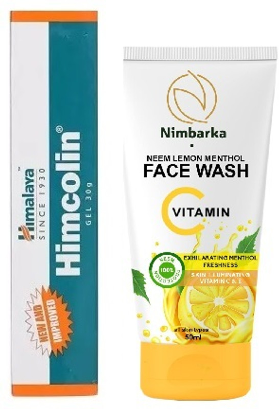 HIMALAYA Himcolin Gel +NEEM LEMON & MENTHOL FACEWASH 50ML0 PA++ (40ml) (2 Items in the set)