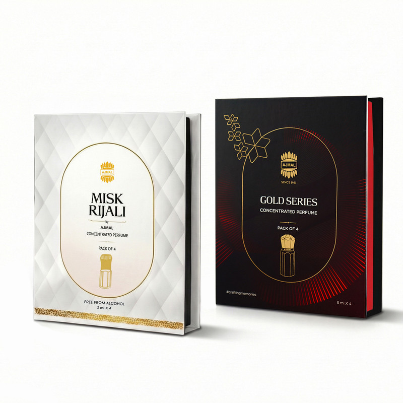 Ajmal Gold Misk Rijali Attar Long Lasting Perfume Oil Classic Musk Luxury Fragrance(2 Items in the set)