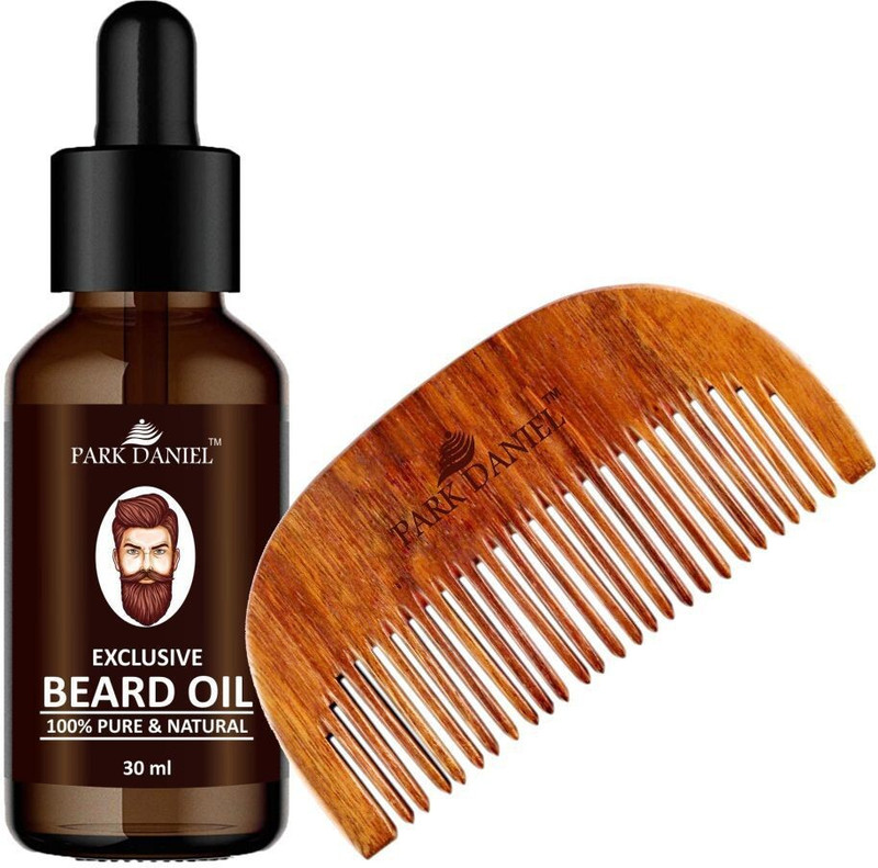PARK DANIEL Combo Pack of Red Onion Beard Growth Oil 30ml & Handcrafted Wooden Beard Comb(2 Items in the set)