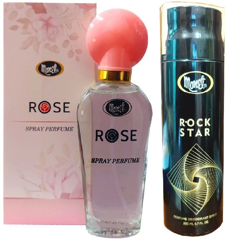 MONET 2 RAJNIGANDHA PERFUME 30ML & 1 ROCKSTAR DEODORANT 200 ML, PACK OF 3.(3 Items in the set)