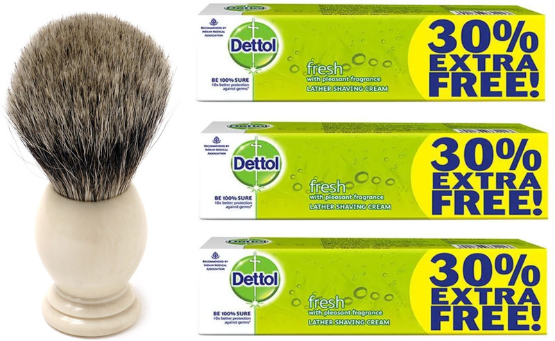 Dettol FRESH Lather Shaving Cream 3 pc With Shaving Brush(4 Items in the set)