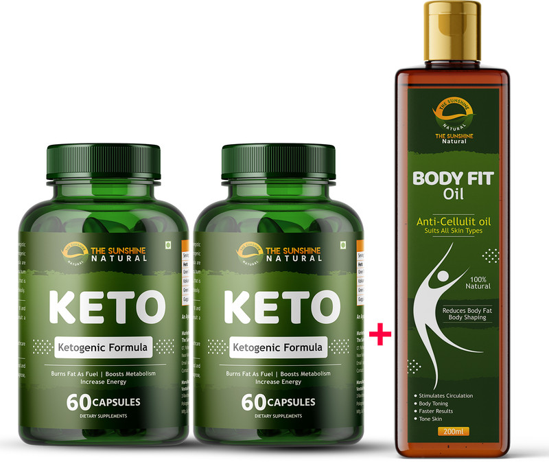 THE SUNSHINE NATURAL Advance Keto Capsules with Body Fit Slimming Oil for Weight Loss(3 Items in the set)