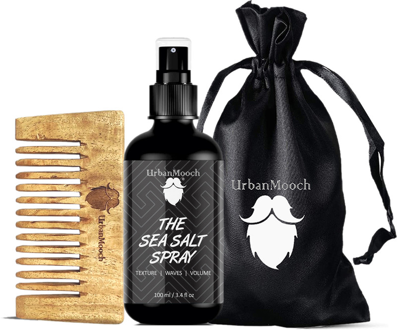 UrbanMooch Sea Salt Hair Spray for Men with Neem Wood Hair Comb | Adds Volume and Texture | Reduces Hair Breakage(2 Items in the set)