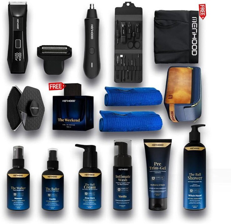 MENHOOD Ballacious Package 1.0 Pro Blue with trimmer,Nosar,Baller,Walker,Scoob,Brief(L)(16 Items in the set)