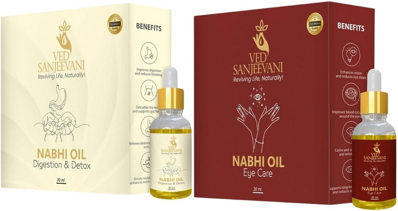 Ved Sanjeevani Detox Duo – Eye Care Nabhi Oil & Digestion & Detox Nabhi Oil for Daily Wellness(2 Items in the set)
