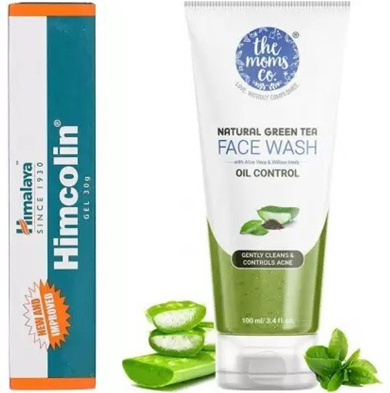HIMALAYA Himcolin Gel ,NATURAL GREEN TEA FACE WASH (100ML) (2 Items in the set)