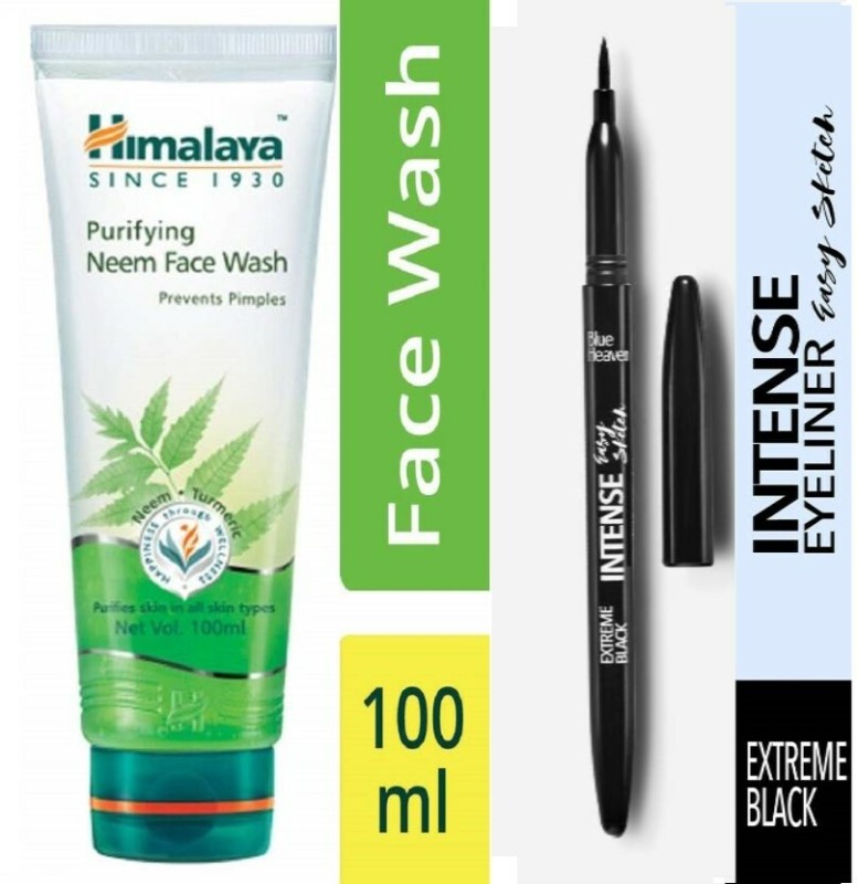 HIMALAYA Purifying Neem Facewash 100ML AND Intense Easy Sketch EYE LINER (BLACK)  (2 Items in the set)