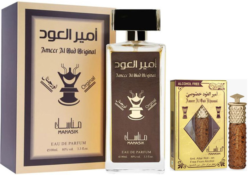 Manasik Ameer al Oud Original Perfumes 100ml & Aseel Aseel Attar 6ML AQD(2 Items in the set)