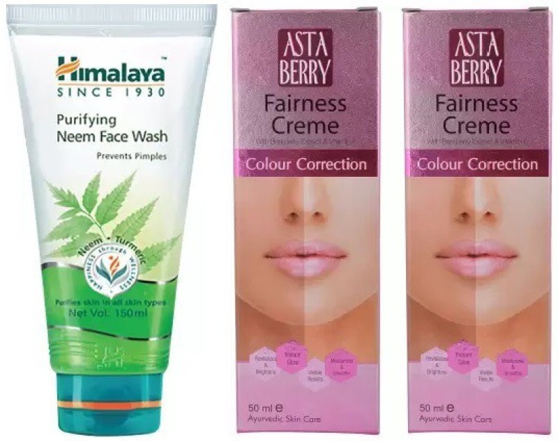 HIMALAYA Purifying Neem Face Wash (150 ml) with Color Correction Creme (Pack of 2)  (3 Items in the set)
