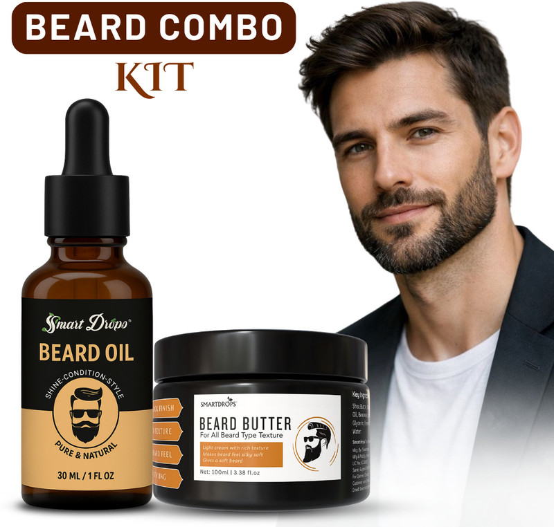 smartdrops Men Beard Care Kit with Beard Oil and Beard Butter for Soft and Styled Look(2 Items in the set)
