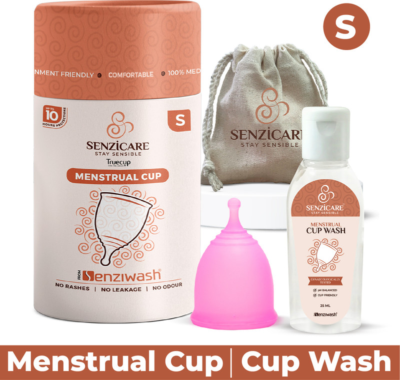 senziwash Natural Menstrual Cup Wash & Truecup Medium Reusable Menstrual Cup for Women Combo Pack(2 Items in the set)
