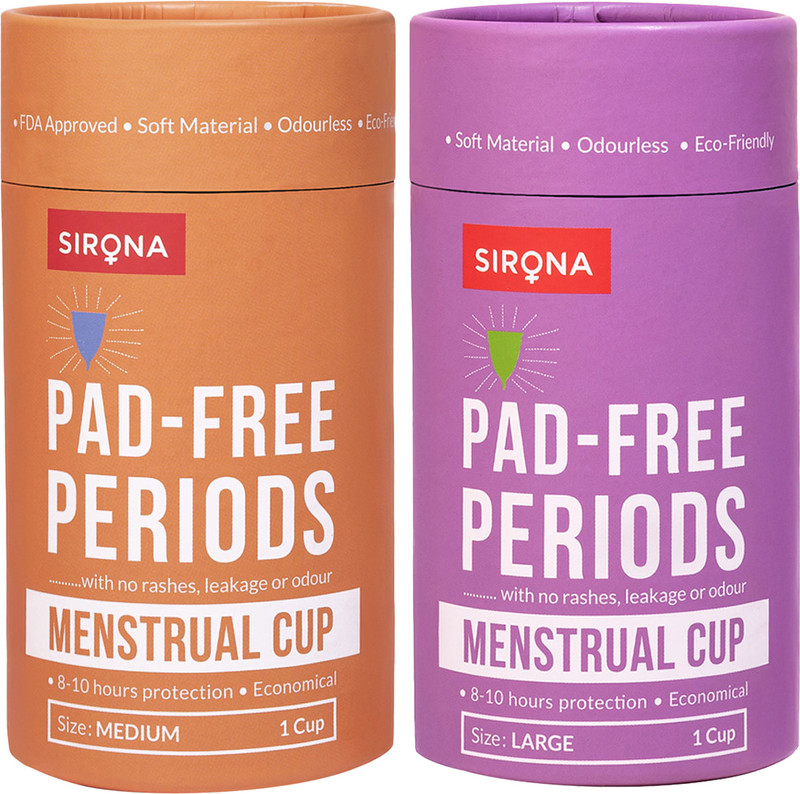 SIRONA Reusable Menstrual Cup with FDA Compliant Medical Grade Silicone Large + Medium(2 Items in the set)