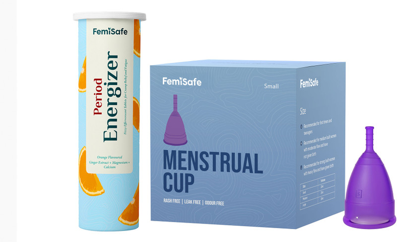 FemiSafe Menstrual Cup- Small Size & Period Energizer| Effervescent Tablets Combo(2 Items in the set)