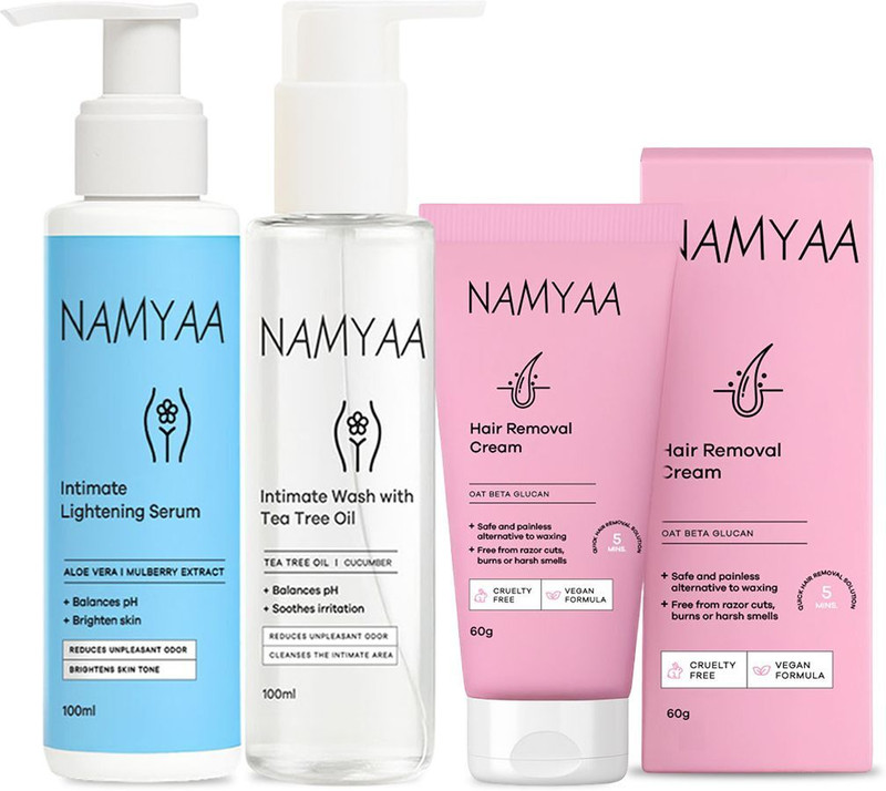 Namyaa Intimate Care Kit- Intimate Lightening Serum, Intimate Wash, Bikini Line Hair Removal Cream(3 Items in the set)