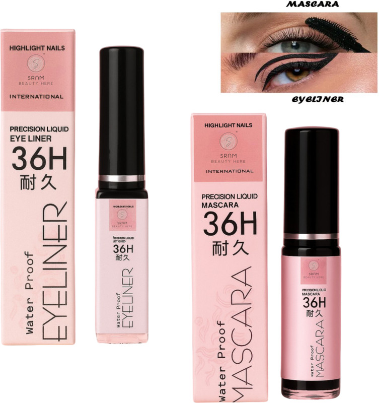 SRNM Beauty Here 36H Waterproof Precision Liquid Eyeliner & Volume Mascara Combo(2 Items in the set)