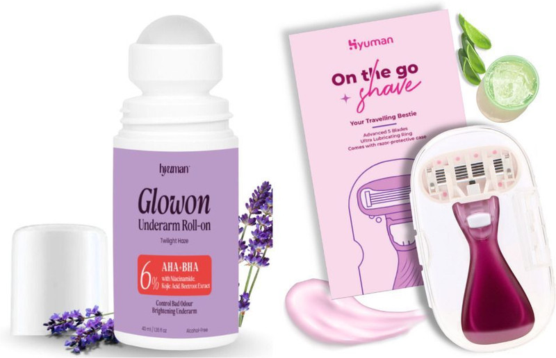 Hyuman GlowOn 6% AHA BHA Roll-On 40ml + Bikini Razor(2 Items in the set)