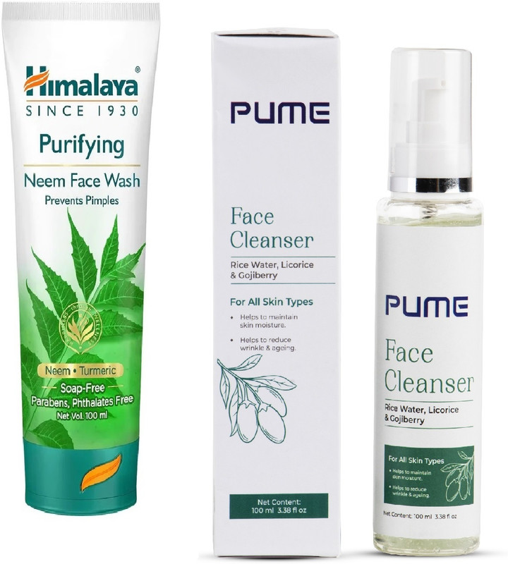 HIMALAYA Purify Neem Face Wash, 100ml, Pume Face Cleanser, for Anti Wrinkle and ageing, 100ml (2 Items in the set)