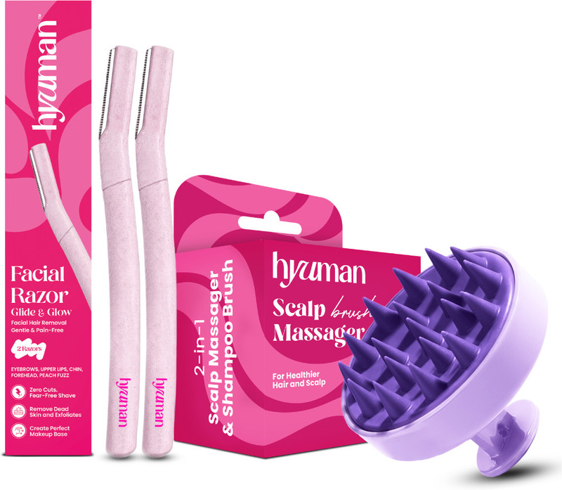 Hyuman Face Razor 2 + Ice Roller + Scalp Massager(3 Items in the set)