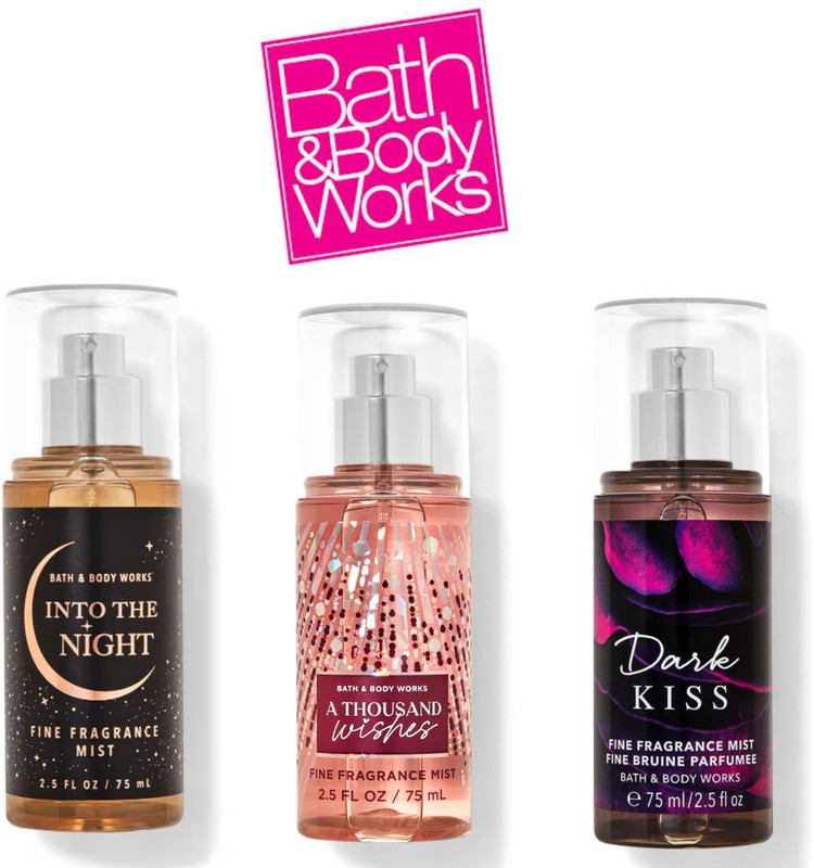 BATH & BODY WORKS INTO THE NIGHT THOUSAND WISH AND DARK KISS MINI MIST SET OF 3(3 Items in the set)
