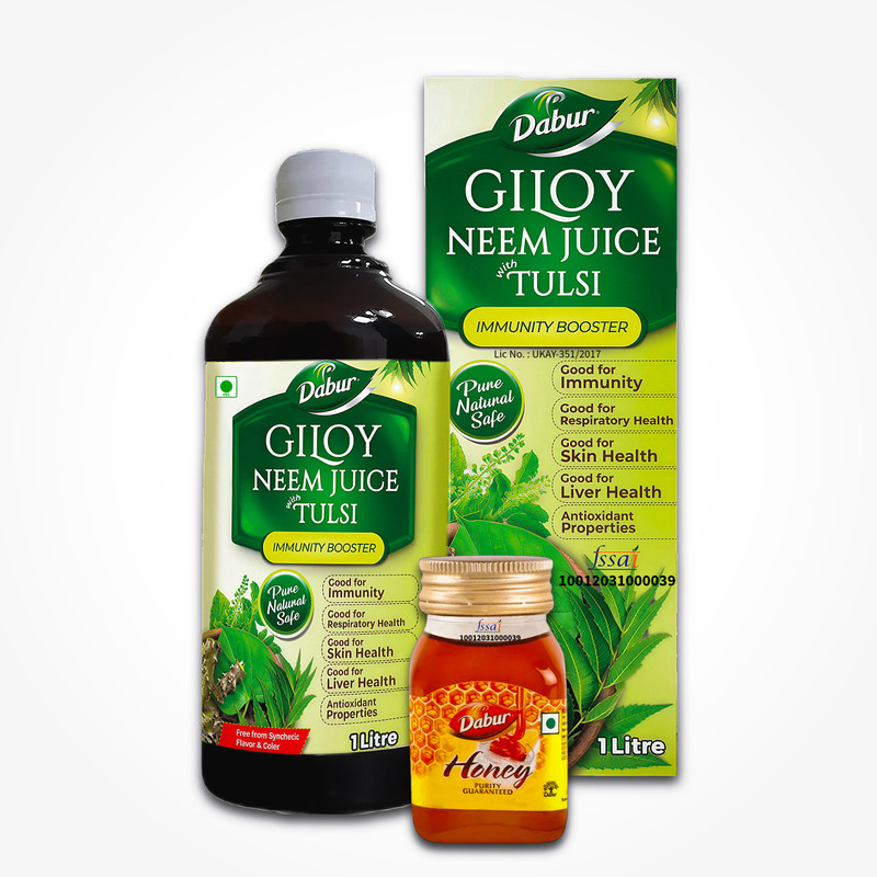 Dabur Giloy Neem Tulsi Juice & Honey 100gm | Supports Respiratory, Skin & Liver Health(2 Items in the set)