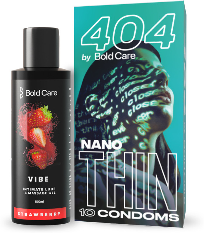 Bold Care Strawberry Flavored Intimate Lube + Ultra Thin Chocolate Flavored Condoms(2 Items in the set)