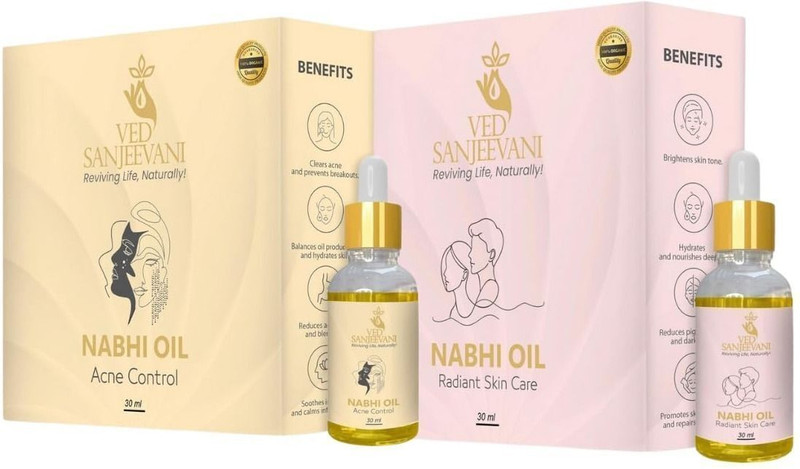Ved Sanjeevani Complete Skin Harmony Nabhi Oil Combo - Acne Control & Radiant Skin Care Oil(2 Items in the set)