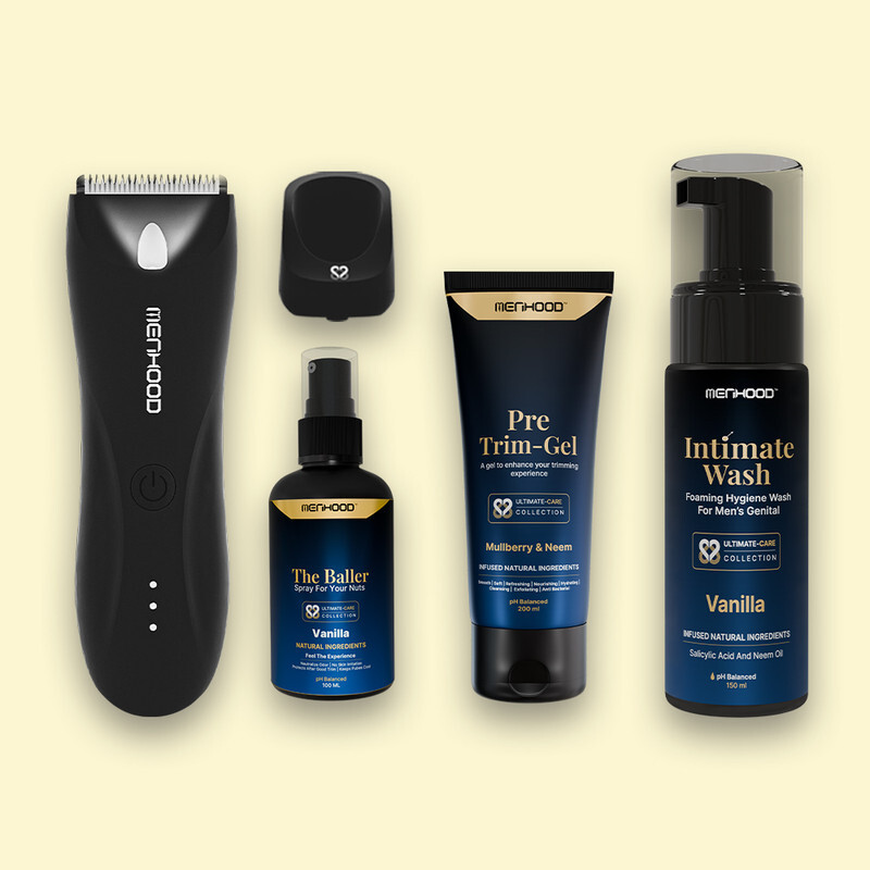 MENHOOD Date Ready Package 1.0 Pro Blue with Trimmer ,Baller, Pre Trim Gel.(Bubble Gum)(4 Items in the set)