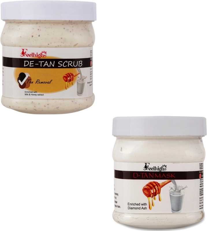 feelhigh De-tan Scrub 500ml+Mask500ml -SKin care -Facial Kit(2 Items in the set)