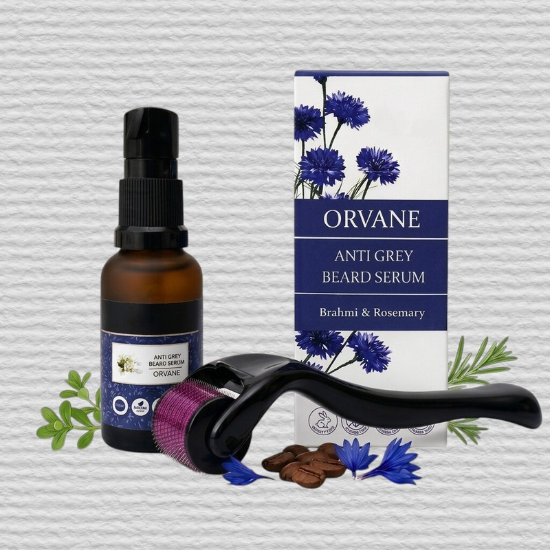 Orvane Beard Thickening Kit - Natural Anti-Grey Formula with Activator(2 Items in the set)
