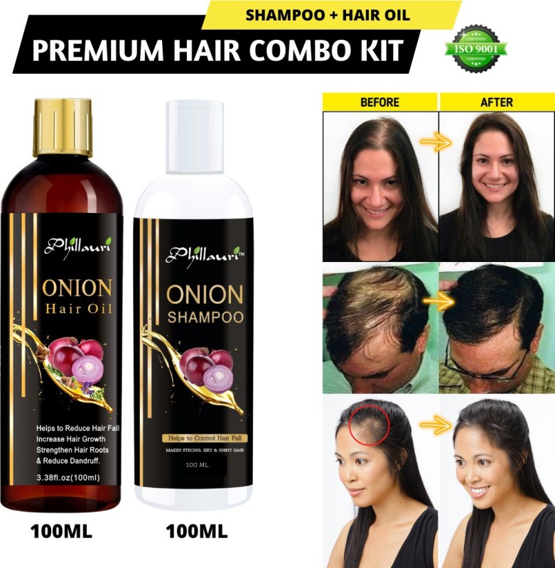 Phillauri Premium Hair Growth Kit (Anti Hair fall Shampoo 100ml, Hair Growth Onion Hair oil)  (2 Items in the set)