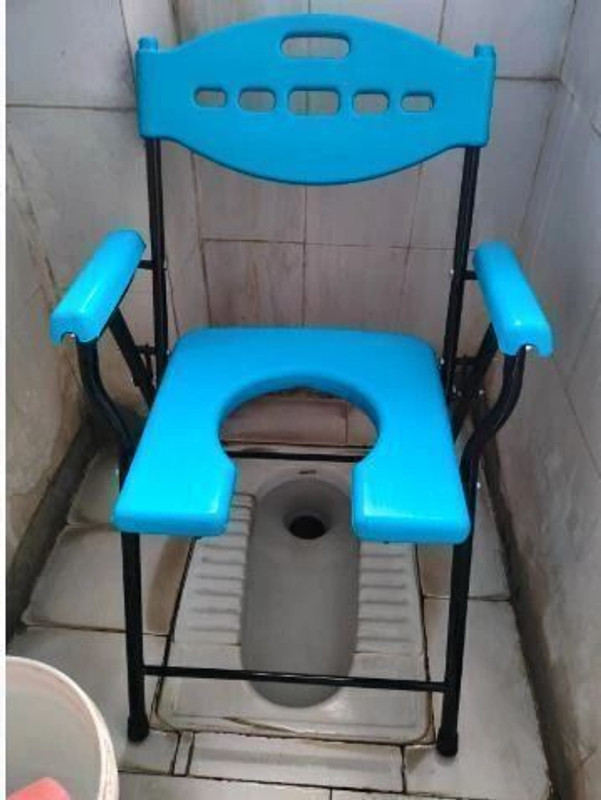 cutfine Premium Folding Commode Chair Indian Toilet Seat For Elderly Disabled,Paitent Commode Chair(Blue)