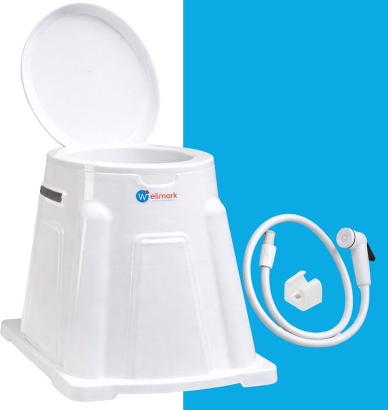 WELIMARK Indian to Western Toilet Converter with Faucet Pipe & Heavy-Duty Commode Chair(White)