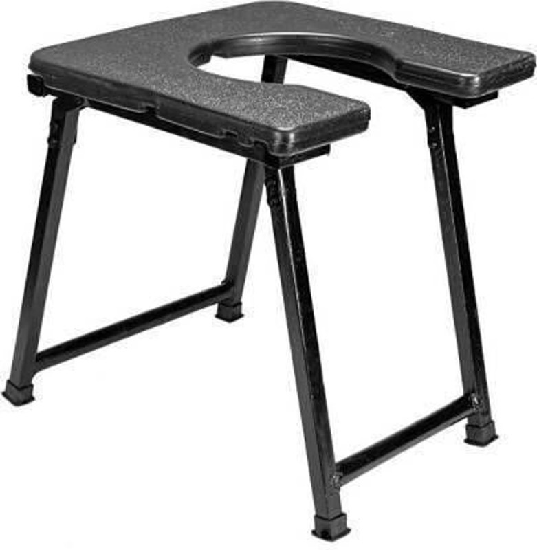 MEDICORE Foldable with anti skid rubber legs Commode Chair(Black)