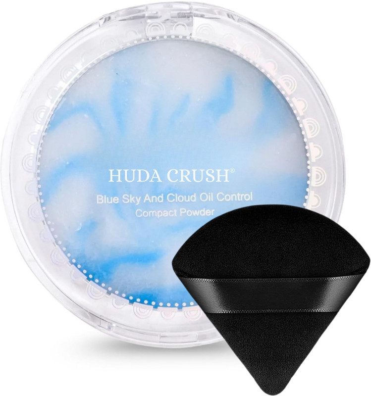 HUDA CRUSH HG Jelly Compact Powder + Pizza Puff Black – Oil Control Mattifying Shine Finish Compact(SKYBLUE, 46 ml)