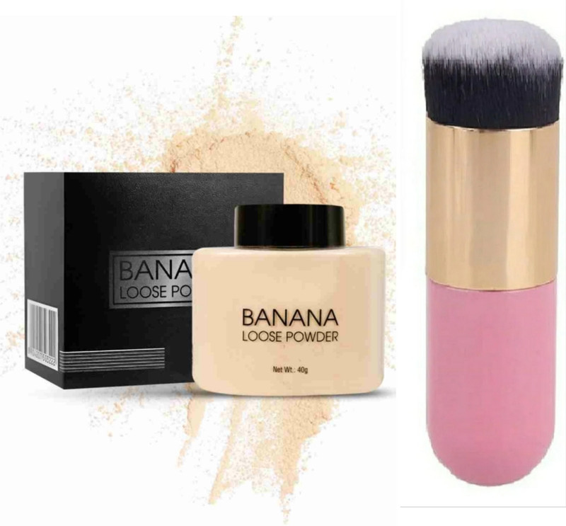 huda.bb Banana Loose Powder With Brush High Coverage For Girls & Women Natural Finish Compact(BANANA, 40 g)