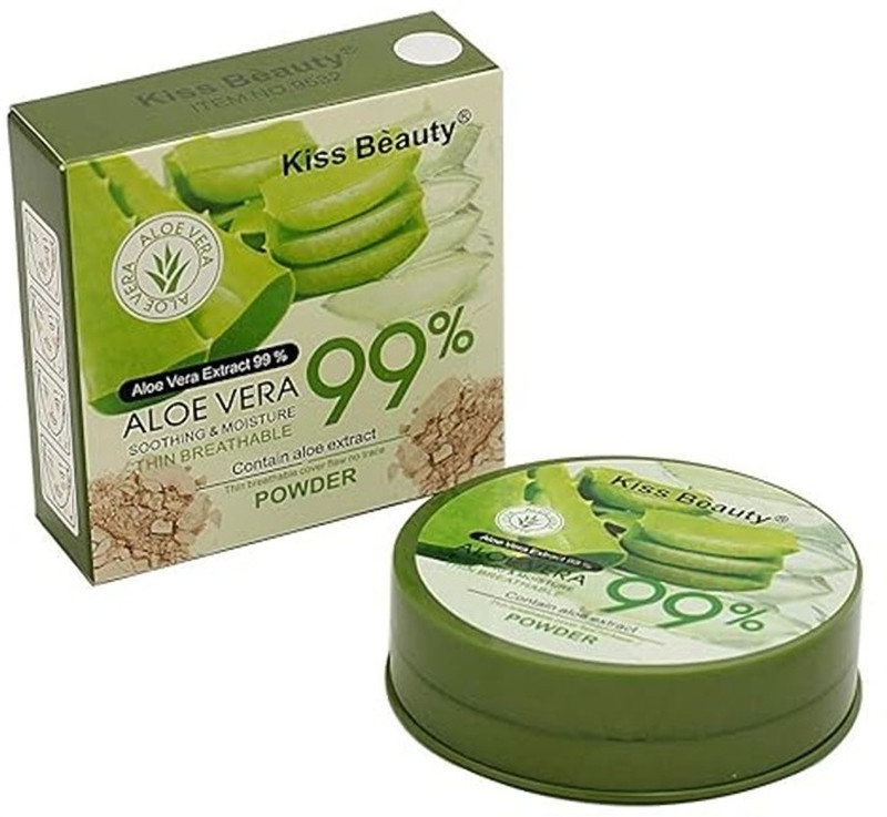 Kiss Beauty Ideal for normal to oily skin, Compact Powder Aloe Vera Compact(Green, 15 g)
