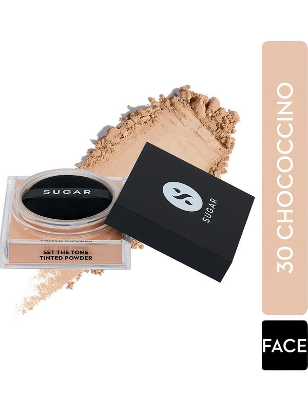 SUGAR Cosmetics Set The Tone Tinted Powder Compact(30 Chococcino (Medium), 15 g)