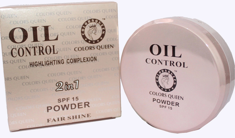 COLORS QUEEN 2in1 Fair Shine, Oil Control Highlighting Complexion Professional Make-up Powder Compact(Natural color, 15 g)