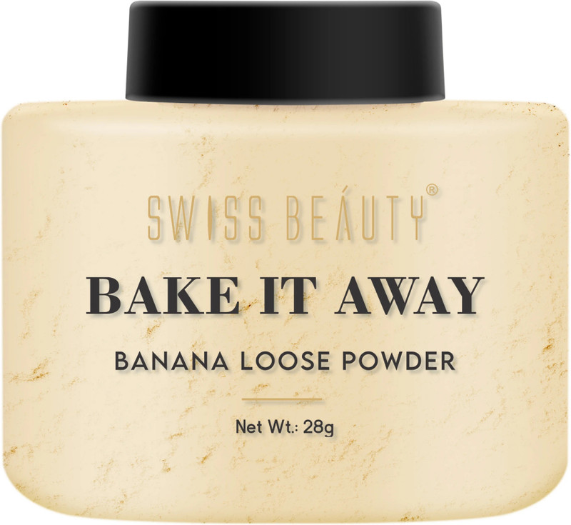 SWISS BEAUTY Bake It Away Loose Powder | Lightweight Setting | Smooth Matte Natural Finish Compact(Banana, 28 g)