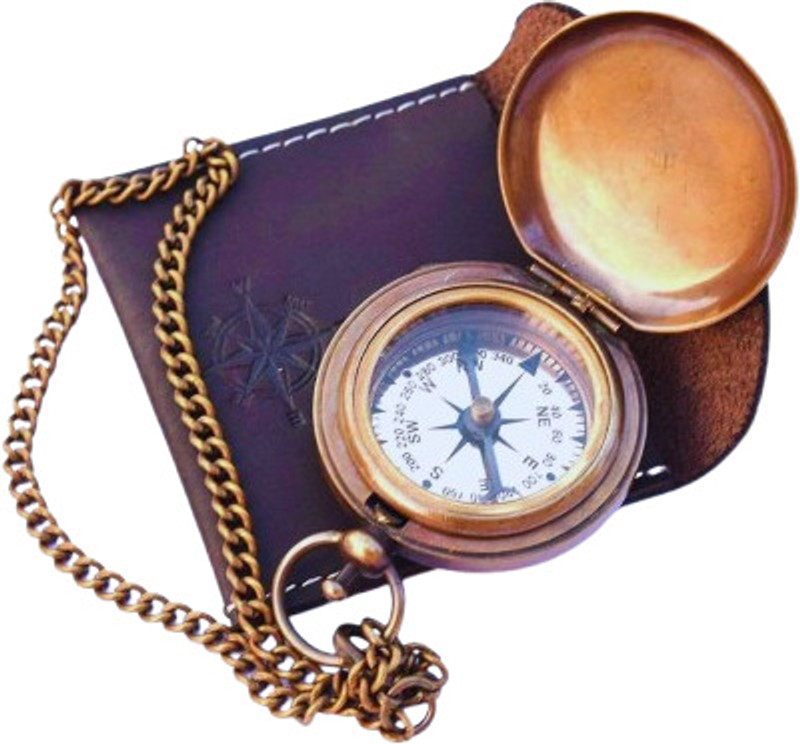 DH HANDICRAFTS COMPASS Compass(Gold, Brown)