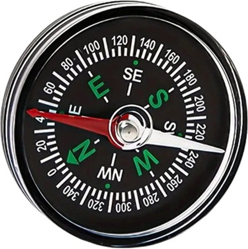 Kebica Mini Compass Pocket Button Design Compass for Hiking, Camping 2 pc Compass(Black)