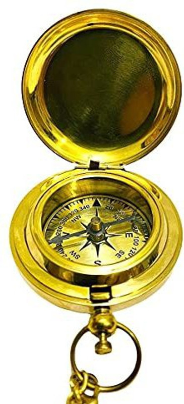 BEAWARCOMPUTERS Brass Pocket Gold Antique Directional Compass Compass(Gold)