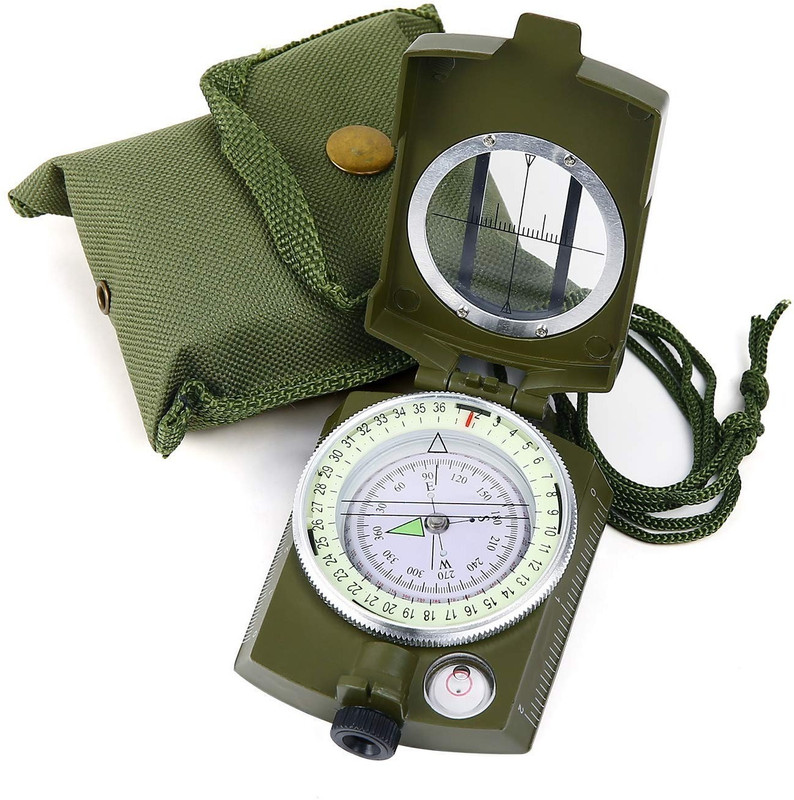BISONBERG Waterproof Military Compass High Accuracy, Camping, Hiking, Shakeproof Carry Bag Compass(Green)