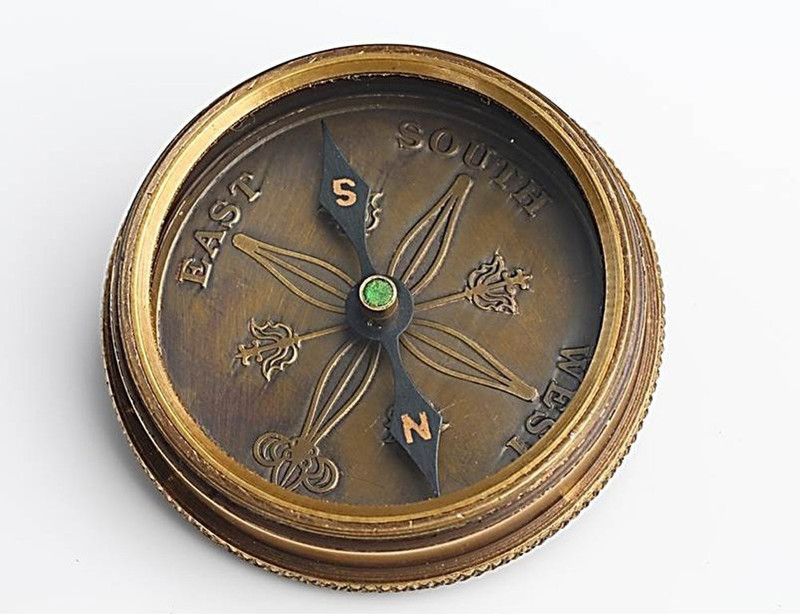 ANTIQUET Brass Compass with Leather Compass(Brown)